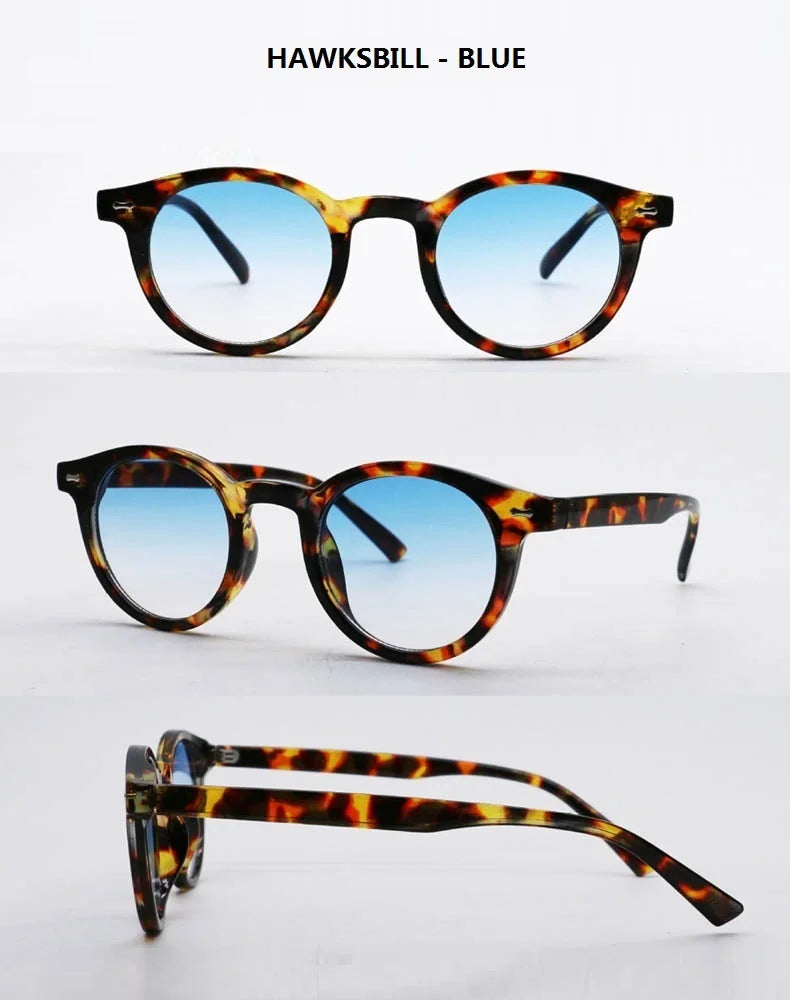 Vintage Rice Nail Round Sunglasses Men Women Brand Hawksbill Blue Shades Eyewear Female Brand Design Sun Glasses Men oculos