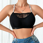 1pcs Ribbed Sexy Women's Bras Cross Shoulder Straps Sexy Lingerie Wire-Free Padless Bras Push Up Brassiere Fashion Underwear