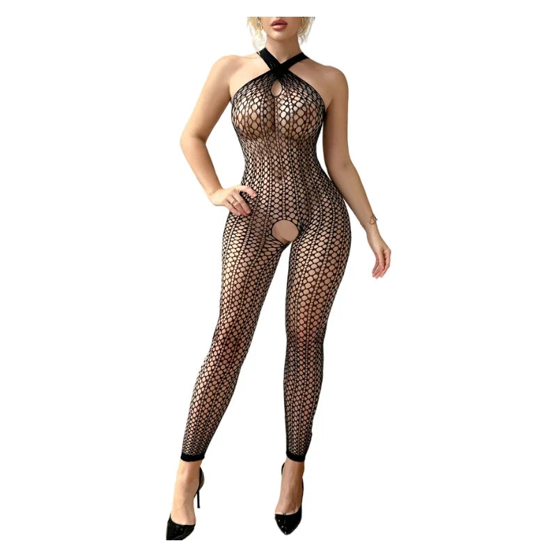 Sexy Woman Lingerie Hot Fishnet Bodystocking EroticNightdress Crotchless Sexy Women's Underwear Lace Bodysuit Cosplay Costume