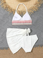 Girls 3pack White High Waist Bikini Sets with Skirts Kids Swimsuit 7-12 Years Children's Swimwear 2026 Cute Bathing Suit Teens