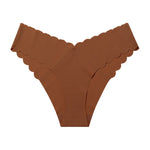 Ice Silk Ruffles Sexy Girls Briefs Seamless Women Panties Underwear T Back G String Yoga Fitness Thong Underpants Plus Size S-XL