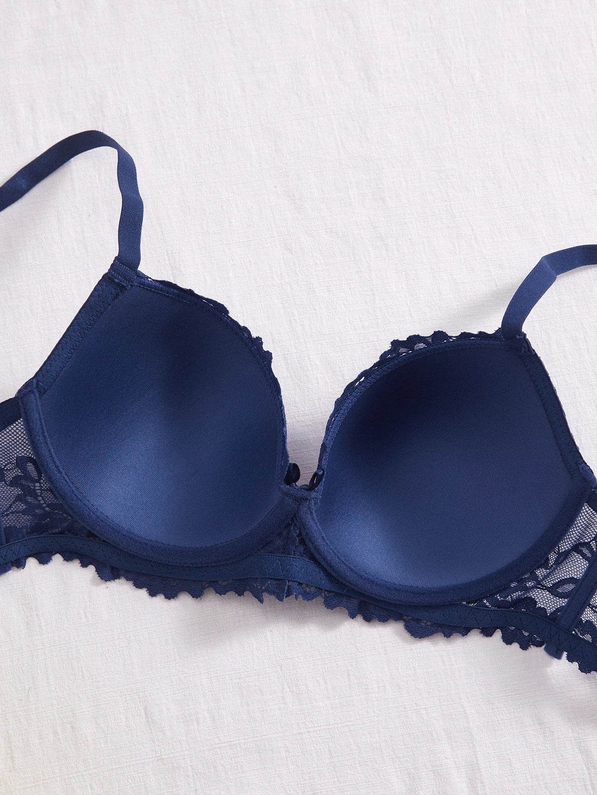 3Pcs Floral Lace Women's Underwear Set Daily Push-Up Bra Rhinestone Breathable Mesh Bra for Women