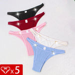 5pcs Ribbed Sexy Women Panties Low Waist Seamless Lady Briefs Breathable Comfortable Solid Underwear Underpants