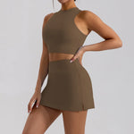 Sports Short Skirt Yoga Set 2PCS Women Tracksuit Gym Tennis Skirt Set Workout Sportswear Golf Dance Athletic Sport Suit