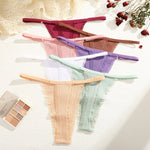 4Pcs Cotton Lace Panties Sexy G-String Women's Underwear Low Waist Comfortable Lingerie Briefs Adjustable Waist Thong Intimates