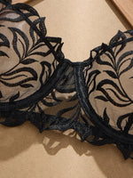 French Sexy Lingerie Set - Embroidered Sheer Bra And G-string for Large Breasts Anti-sagging Breathable Underwear for Women