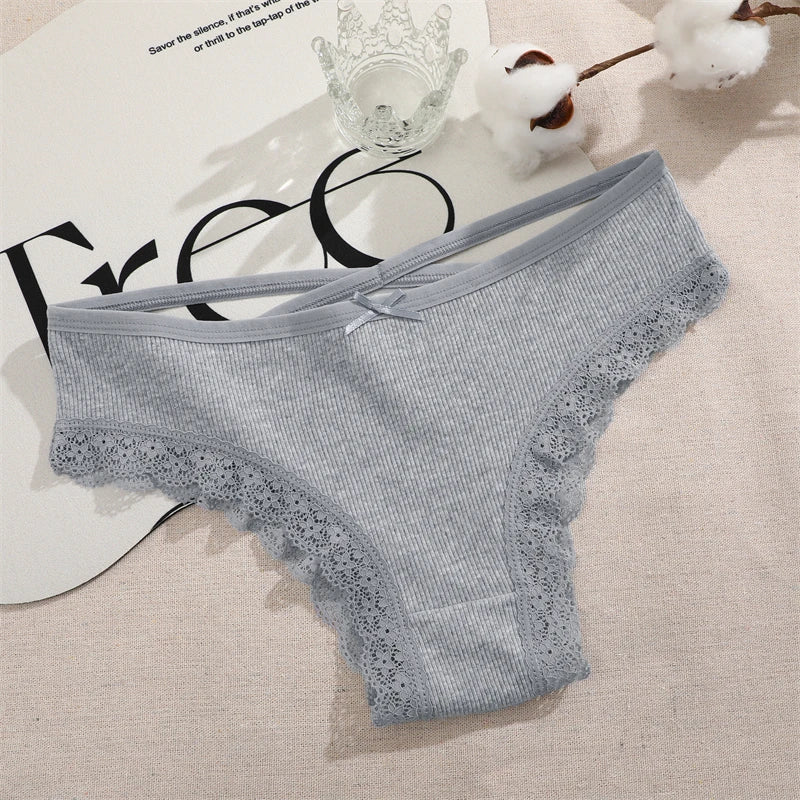 4PCS Cotton Seamless Panties Hollow Sexy Design Unique Low Waist Women Panties Breathable Girls Underwear Soft Lingerie S-XL