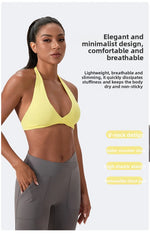 YOGA Naked Feeling Strappy Padded Sports Bras for Women - Fitness Workout Top Criss Cross Back Yoga sports Bras No steel ring