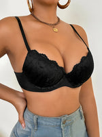 Knit Sexy Women's Thin Cup Lace Bras Lace Splicing Underwire Bra Push-Up Breathable Women's underwear