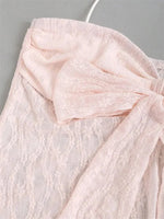 Bow knot Lace Halter Top for Women Summer Sexy Floral Pattern Off the Shoulder Backless V-neck Crop Top Y2K Clothes