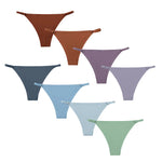 8 Pcs Women's Low Waist Thong Underwear - 4 Seasons Daily/Leisure/Commuting Wear, Elegant Sexy Solid Color, Simple Design