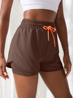 Women's High Rise Yoga Shorts With Elastic Proximity Control Running Shorts, Fake Two Pieces Pants