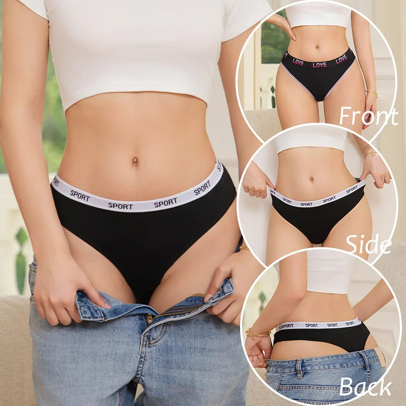 6Pcs/Set Women Thongs Cotton Panties Plus Zise Underwear Sexy G-String Low Waist Briefs Underpants Comfortable Lingerie S-XL