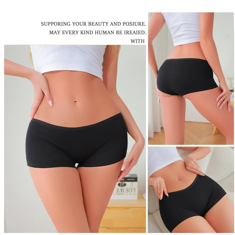 3Pcs Women's Seamless Panties Sports Boxer Underwear Female Solid Color Comfortable Briefs Cozy Lingerie Intimate Underpant S-XL