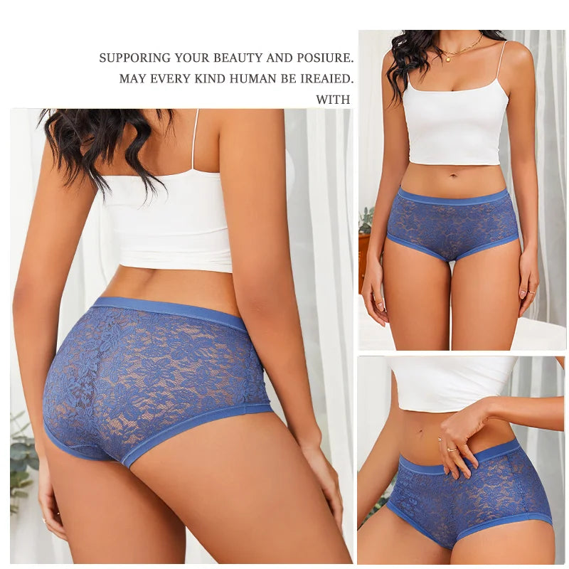 New Women Sexy Panties Hollow Out Lace Floral Ladies Briefs Low Waist Solid Comfortable Hot Sale Female Underpants S-XXL
