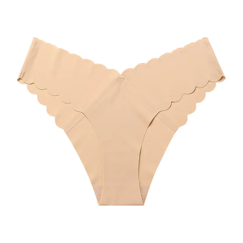Ice Silk Ruffles Sexy Girls Briefs Seamless Women Panties Underwear T Back G String Yoga Fitness Thong Underpants Plus Size S-XL