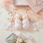 3-Pack Women's Underwear Set Lace Floral Fabric Push-Up Bra for Women Underwire Unpadded Sexy Lingerie Set