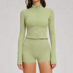 Yoga Suit Women Tracksuit Long-sleeved Jacket Shorts Suit Outfit Gym 2PCS Set Fitness Running Workout Clothes Push Up Sportswear