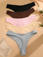 5Pcs Women Cotton Thongs Female Sexy Bikini Panties G-String Underwear Thongs Striped Panties Female Underwear T-Back Intimat
