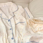 Women's printed polka dot cotton pajamas set, short sleeved top and shorts 2-piece set, casual and comfortable home set, sweet