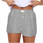 Teen Girls Plaid Shorts Elastic Waistband Pull-On Casual Lounge Summer Outfit Red Blue Color Women's Fashion