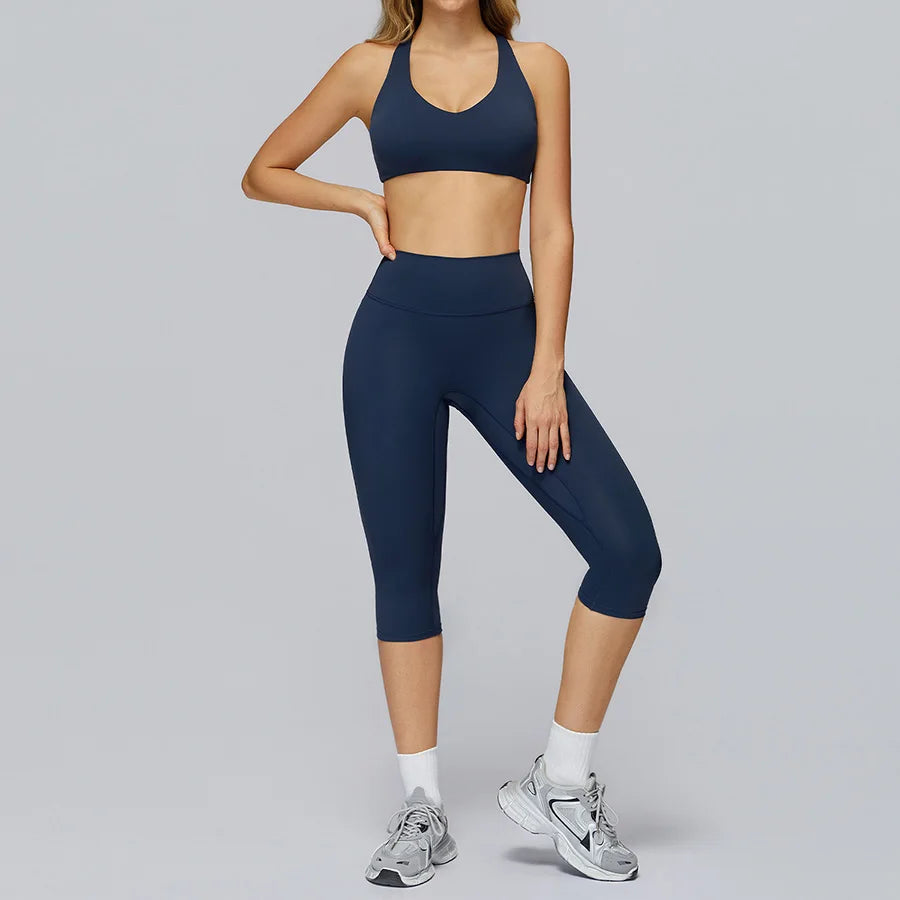 New yoga set 2 pieces gym set Women Long Sleeve Sports Shirts Sports Bra Leggings Suit Fitness Running Workout Suits Tracksuit
