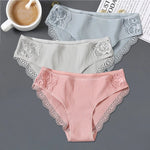 3Pcs/set Women's Cotton Panties M-2XL Women Patchwork Lace Underwear Sexy Low Waist Briefs Ladies Comfortable Underpants 2022