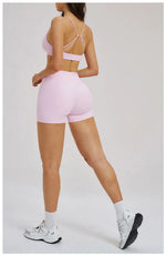 Women 2 Piece Gym Workout Set Female Bra Yoga Shorts Vest Fitness Wear Quick-DrySports Bra Suits Sportswear Tracksuit Outfits