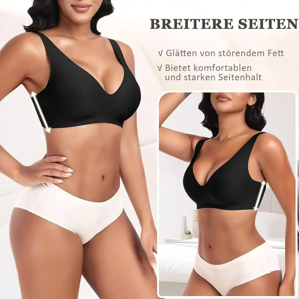 Women's Deep V Seamless Wire-Free Bra Plus Size Solid Color 3/4 Cup Thin Bra Comfortable Push-up Bra Underwear