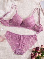 Single of Women's Underwear Set Sexy Lace Patchwork with Push Up Bra Romantic Sheer Women's Panties