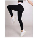 Spliced V-shaped Waist Sportwear Yoga Pants for Women 2025 Training Gym Clothes Wrap Tights Leggings Female Clothing