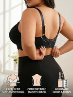 Plus Size Floral Lace Women Push-Up Bra Underwire Support Anti-Sagging Underwear Comfy Wide Straps Thin Cup Daily Lingerie Bra