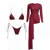 3Pcs Micro Bikini with Cover Up Women Swimsuit Sexy Bikinis Bandeau Biquini Female Swimwear Mesh Dress Bathing Suits Beachwear test