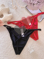 Diamonds Sexy Girls Thong Women Panties Letter Rhinestones G String Briefs Hot Erotic Underwear Low Waist Female Intimates