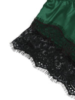 2PCS Women's Satin Pajama Set Lace Cami Top and Shorts Sexy Lingerie Sleepwear Summer Breathable Nightwear Black And Pink