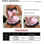 Two Piece Women's V-Neck Sexy Lace Suspender Pajama Shorts Set Casual Women's Sleeveless Sexy Pajama Set