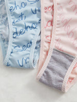 3-Pack of Women's Panties Sexy Letter Print Contrasting Color Elastic Thin Strap Women's Underwear Stylish Triangle Panties