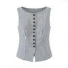 New French Striped Old Money Style Waist-Slimming Sleeveless Vest Top Small Tank Top For Woman Charming Casual Elegant BXUR test