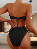 Sexy Bandeau Bikini Set 2025 Mujer Women White Black Ribbed Push Up Micro Swimsuit Summer Bathing Suit Beach High Waist Swimwear