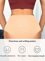 1PCS Women High Waist Seamless Panties Tummy Control Briefs Soft Breathable Solid Basic Underwear Ladies Lingerie S-XXL