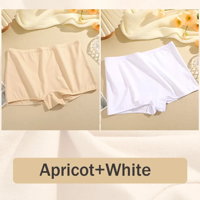 2Pcs/Set Women's Panties Cotton Seamless Sports Boxers Underwear Female Solid Color Briefs Lingerie Intimate Underpants XS-XL