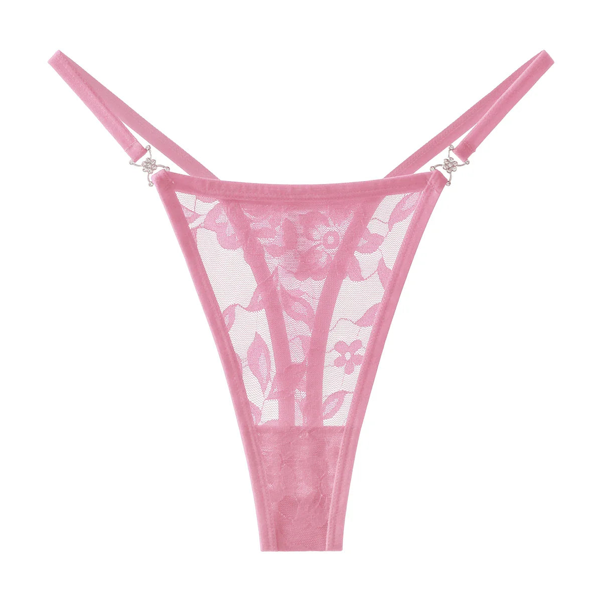 5pcs/pack Low Waist Sexy Women's G-String Underwear Floral Elegant Thongs Breathable Lingerie with Rhinestones Female Panties