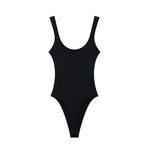 Women's Skinny Ribbed O-Neck Bodysuits with Straps Snap-Button Sexy Fashion Playsuits Comfortable Stretchy Female Clothing