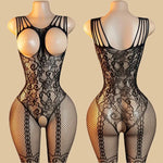 Transparent Fishnet Lingerie Women Crotchless Bodysuits Sexy Open Crotch Pantyhose Teddy Jumpsuits Erotic Full Body Stockings