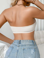 Elegant Beige Lace Textured Strapless Bra Front Closure Push Up Unlined Bandeau for Evening Dresses