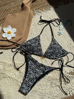 Sexy Pink Mesh Flower Bikini Set Women Halter Push Up Bra Bandage Triangle Swimsuit 2025 Summer Bathing Suit Vacation Swimwear