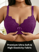 Plus Size Floral Lace Women Push-Up Bra Underwire Support Anti-Sagging Underwear Comfy Wide Straps Thin Cup Daily Lingerie Bra