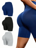 High waisted tight fitting sports shorts for women, fitness yoga pants, elastic and breathable running pants, fashionable and sl