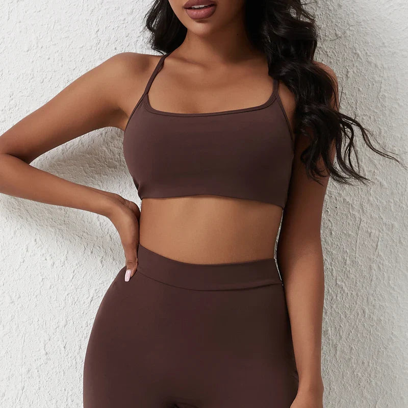 DIAS FIT JOY New style cross back yoga bra Plus Size removable chest cushion sexy back sports vest fitness running gym