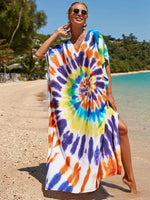 2025 Loose Boho Style Maxi Dress Print Face Swim Suit Cover-up Bohemian Dress Robe Plage Kaftan Maxi Dress Beach Wear Tunics